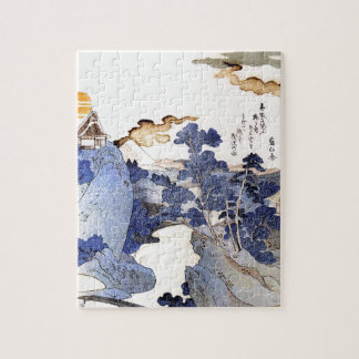 Puzzle Arte japonés azul del vintage