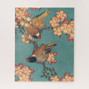 Puzzle Arte japonés de pájaros y flores Floral rosa