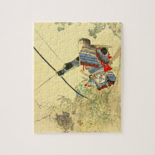 Puzzle Arte japonés - samurai con un arco y las flechas
