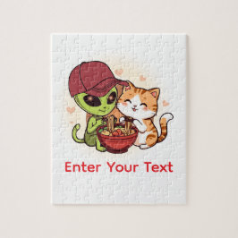 Puzzle Arte Kawaii de Ramen de Gato Alien Cute