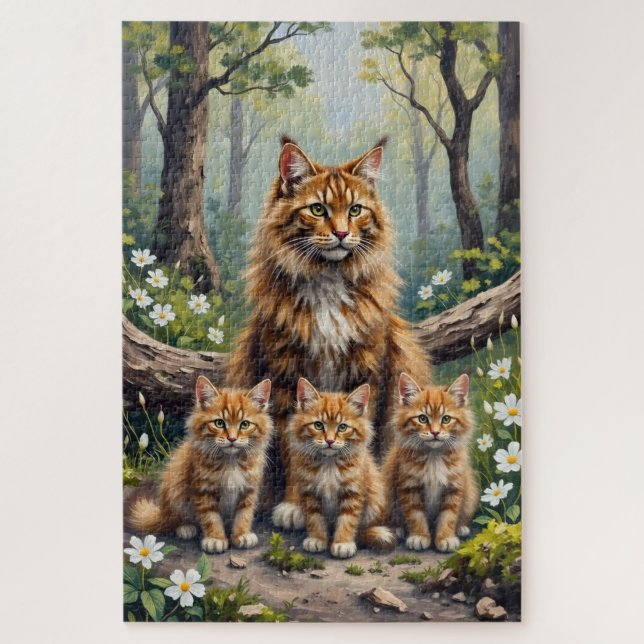 Puzzle Arte Maine Coon Woodland Bloom (Vertical)