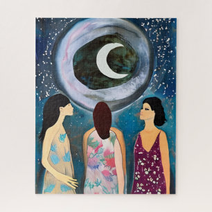 Puzzle Arte Místico   Mujeres Mirando la Luna