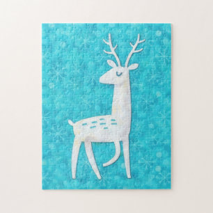 Puzzle Arte moderno de renos copos de nieve Navidad