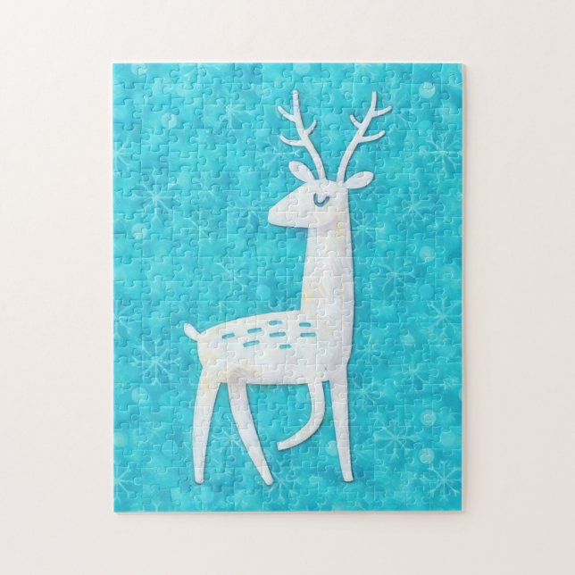 Puzzle Arte moderno de renos copos de nieve Navidad (Vertical)