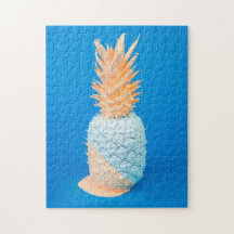 Arte moderno minimalista azul y piña rosa