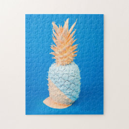 Puzzle Arte moderno minimalista azul y piña rosa