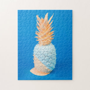 Puzzle Arte moderno minimalista azul y piña rosa