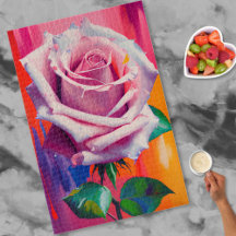 Arte moderno vibrante rosa rosa pintura al óleo