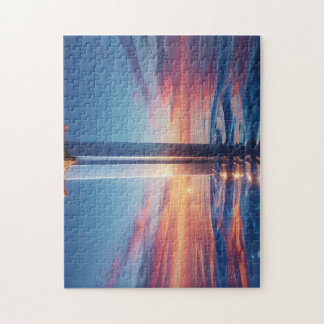 Puzzle Arte mural de la espada del atardecer místico