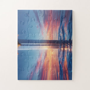 Puzzle Arte mural de la espada del atardecer místico