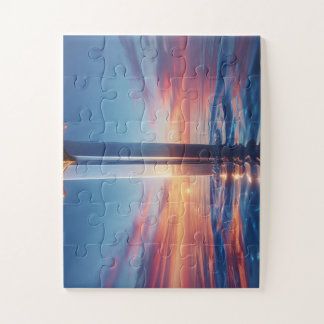 Puzzle Arte mural de la espada del atardecer místico