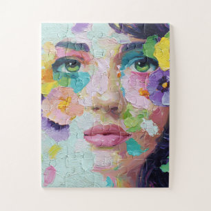 Puzzle Arte mural surrealista mujer ojos florales pétalos