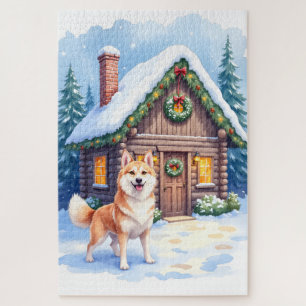 Puzzle Arte Navideño de Cabaña Rústica Chinook