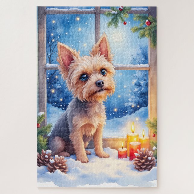 Puzzle Arte Navideño de Ventana Helada con Griffon de Bru (Vertical)