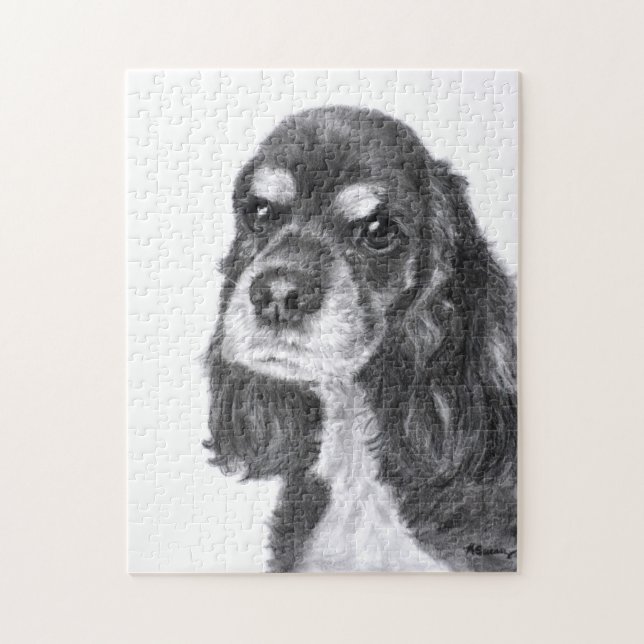 Puzzle Arte negro de cocker spaniel (Vertical)