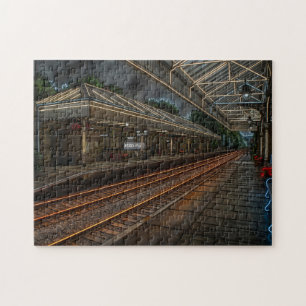 Puzzle Arte Neon Vintage de la Estación de Ferrocarril de