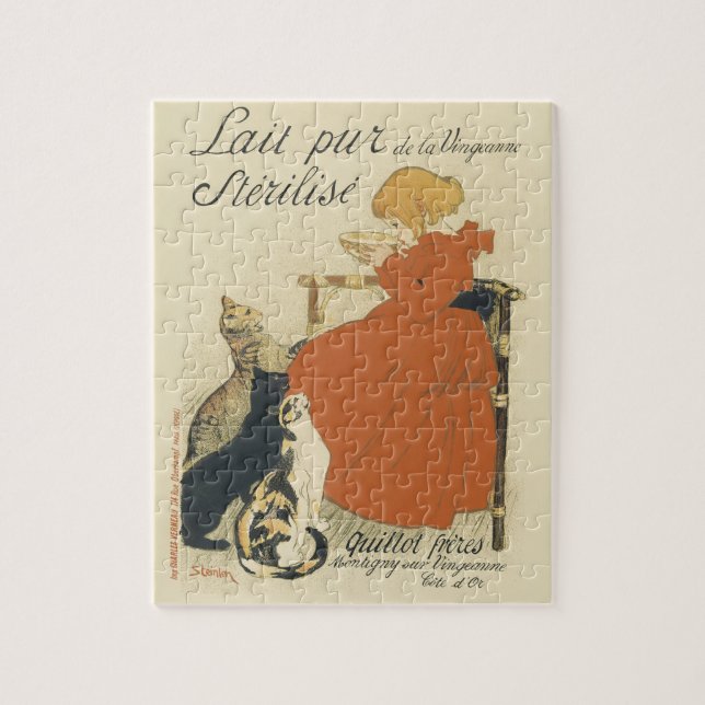 Puzzle Arte Nouveau Victoriano Antiguo, Niña con Gatos de (Vertical)