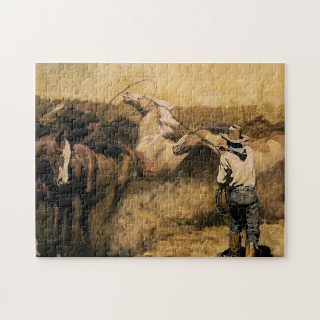 Puzzle Arte occidental del "Roping Palomino" de Maynard D (Horizontal)