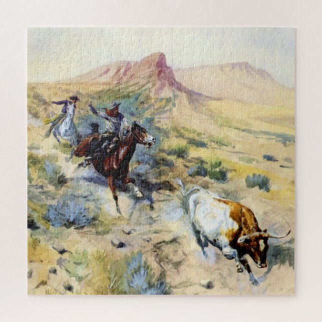 Puzzle Arte occidental “The Quitter” de Charles M Russell (Vertical)