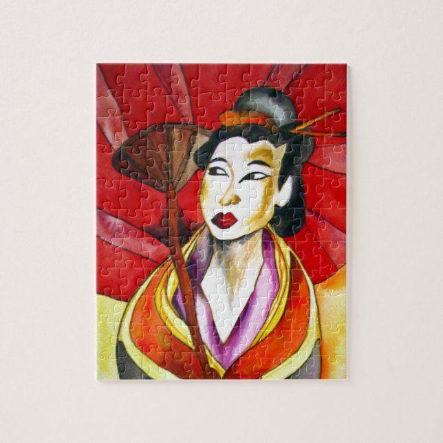 Puzzle Arte original japonés Geisha, pintura acuarela (Vertical)