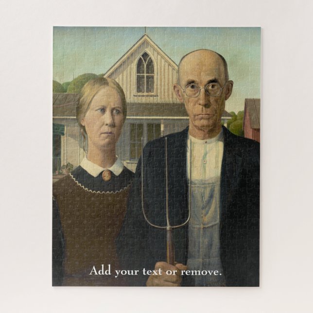 Puzzle Arte Personalizado, "American Gothic" Grant Wood,  (Vertical)