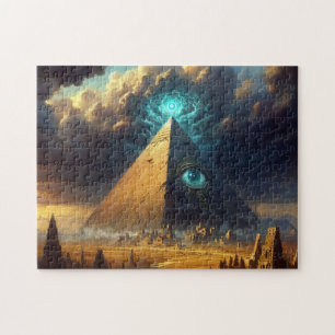 Puzzle Arte pirámide azul místico
