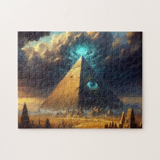Puzzle Arte pirámide azul místico (Horizontal)