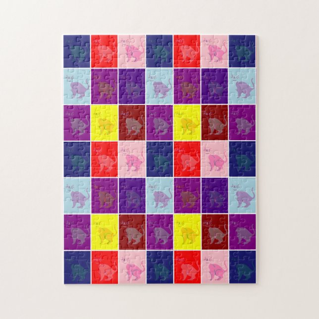 Puzzle Arte pop de gatos sonrientes (Vertical)