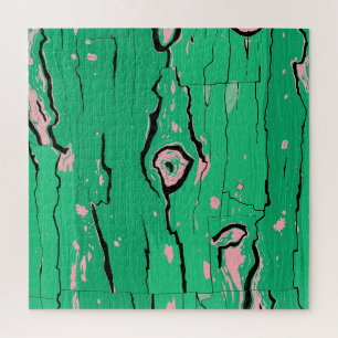Puzzle Arte pop de grano de madera abstracto corteza verd