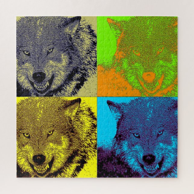 Puzzle Arte pop de lobo - Arte de animales salvajes (Vertical)