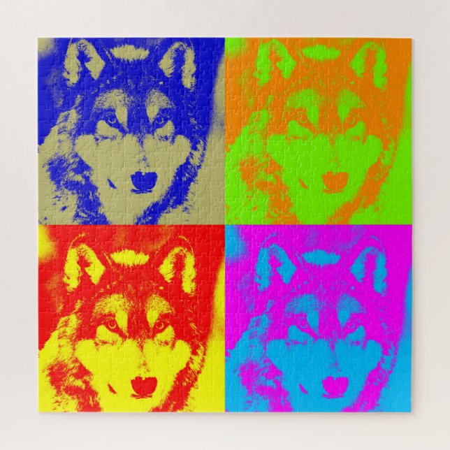 Puzzle Arte pop de lobo - Arte de animales salvajes (Vertical)