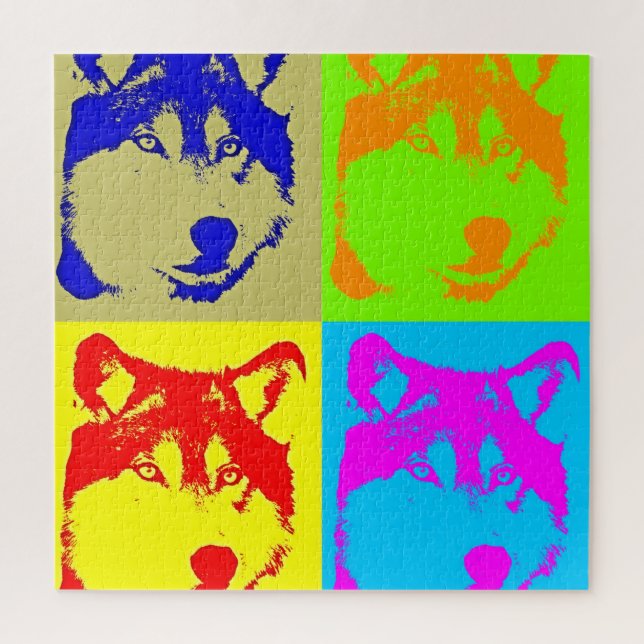 Puzzle Arte pop de lobo - Arte de animales salvajes (Vertical)
