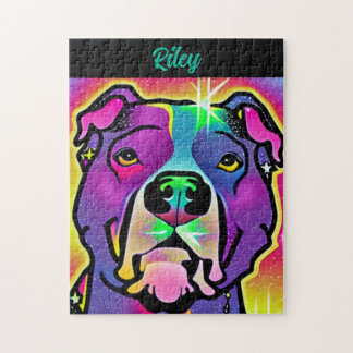Puzzle Arte pop de perro de Pitbull personalizado