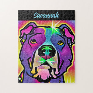Puzzle Arte pop de perro de Pitbull personalizado