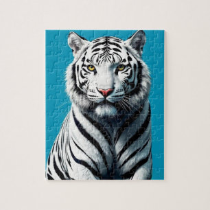 Puzzle Arte pop del tigre blanco - Gato salvaje fuerte y 