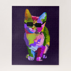 Puzzle Arte pop genial gato funky colorido desafiante