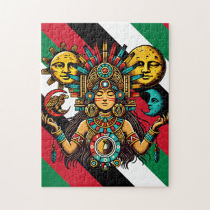 Puzzle Arte popular azteca indio woMan princesa luna de s