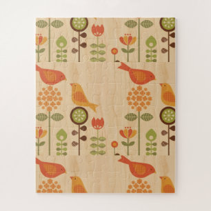 Puzzle Arte Popular de Pájaro de Otoño
