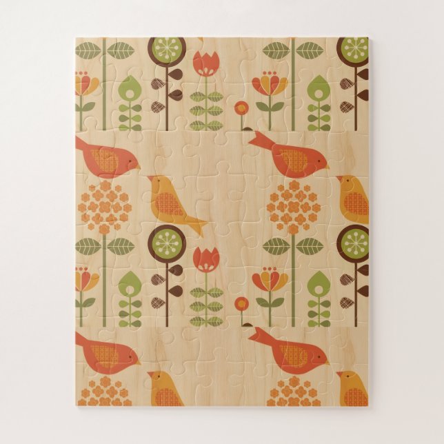 Puzzle Arte Popular de Pájaro de Otoño (Vertical)