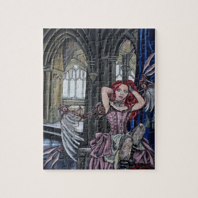 Puzzle arte quebrado de la hada del steampunk (Vertical)