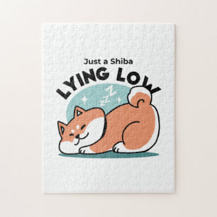 Puzzle Arte Shiba Inu relajado: Solo un Shiba bajo tierra