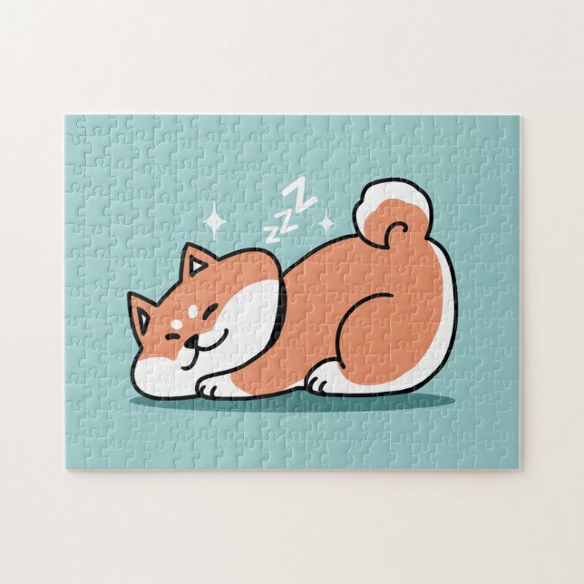Puzzle Arte Shiba Inu relajado: Solo un Shiba bajo tierra (Horizontal)