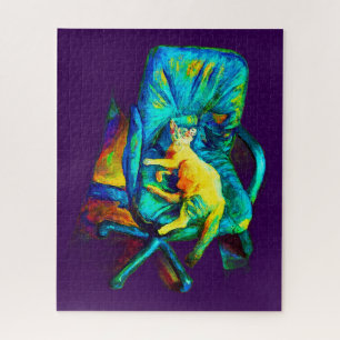 PUZZLE ARTE SURREAL DE COLORES SÓLIDOS CAT