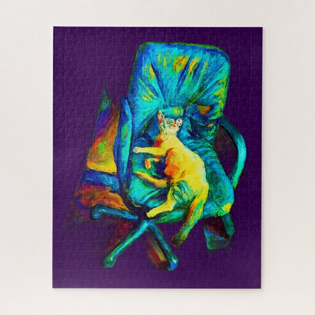 PUZZLE ARTE SURREAL DE COLORES SÓLIDOS CAT (Vertical)