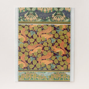 Puzzle Arte textil art nouveau ardilla pájaro floral otoñ