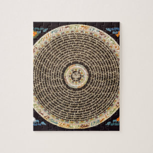 Puzzle Arte tibetano de la mandala (negro y oro)