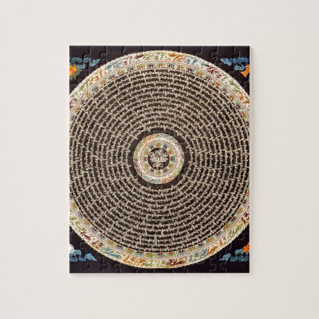 Puzzle Arte tibetano de la mandala (negro y oro) (Vertical)