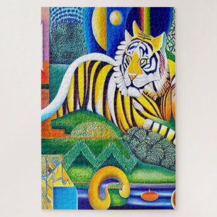 Puzzle Arte Tigre Contemporáneo - Decoración Que Atrapa L