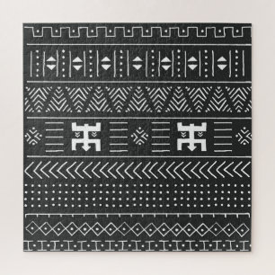 Puzzle Arte tribal africano: blanco y negro geométrico