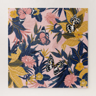 Puzzle Arte Tropical: Patrones Forestales Brillantes
